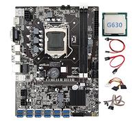 Tweovnai Carte MèRe B75 ETH Mining 12 PCIE vers USB LGA1155 avec Processeur G630 + Câble SATA + Prise en Charge du Câble 4 Broches vers SATA DDR3 B75 USB BTC
