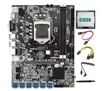 Tweovnai Carte MèRe B75 ETH Mining 12PCIE vers USB LGA1155 Prend en Charge DDR3 avec Processeur G1630 + Câble 6 Broches vers Double 8 Broches B75 USB BTC Mining