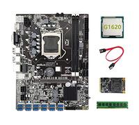 Tweovnai Carte MèRe B75 ETH Mining 12XPCIE vers USB + G1620 CPU + DDR3 4 Go 1600 MHz RAM + SSD MSATA 64G + Câble SATA Carte MèRe BTC Miner