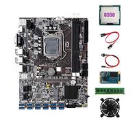 Tweovnai Carte MèRe B75 ETH Mining 12XPCIE vers USB + G550 CPU + DDR3 4 Go de RAM + 64G SSD + Ventilateur + Câble SATA + Câble de Commutation LGA1155 Carte MèRe