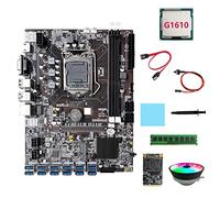 Tweovnai Carte MèRe B75 ETH Mining 12XUSB + G1610 CPU + DDR3 4 Go de RAM + 128 Go SSD + Ventilateur RVB + Câble SATA + Câble de Commutation Carte MèRe LGA1155