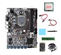 Tweovnai Carte MèRe B75 ETH Mining 12XUSB+G620 CPU+DDR3 4 Go de RAM+128G SSD+Ventilateur+Câble SATA+Câble de Commutation Carte MèRe LGA1155