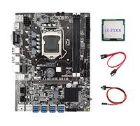 Tweovnai Carte MèRe B75 ETH Mining Adaptateur USB 8XPCIE + I3 21XX CPU + Câble SATA + Câble de Commutation LGA1155 B75 Carte MèRe USB Miner