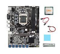 Tweovnai Carte MèRe B75 USB ETH Mining + CPU + DéFlecteur + Câble SATA + Câble de Commutation + Tampon Thermique 12XUSB3.0 Carte MèRe B75 BTC Miner