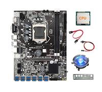 Tweovnai Carte MèRe B75 USB ETH Mining + CPU + DéFlecteur + Câble SATA + Câble de Commutation + Ventilateur Lumineux 12XPCIE vers USB3.0 Carte MèRe B75 BTC
