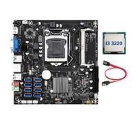 Tweovnai Carte MèRe B75E 8 Cartes BTC Mining + I3 3220 CPU + Câble SATA 8X USB3.0 vers PCIE 1X Puce B75 LGA1155 DDR3 RAM MSATA ETH Miner