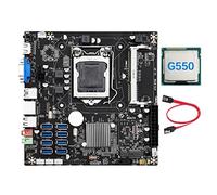 Tweovnai Carte MèRe B75E 8 Cartes BTC Mining + Processeur G550 + Câble SATA Puce B75 LGA1155 DDR3 RAM MSATA ETH Miner Prend en Charge 8 Ports USB3.0