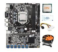 Tweovnai Carte MèRe MinièRe 12 GPU B75 + CPU + Ventilateur + Graisse Thermique + Câble d'alimentation 12X USB3.0 (PCIE) Slot LGA1155 DDR3 RAM SATA3.0 pour BTC