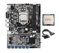 Tweovnai Carte MèRe MinièRe B75 12 Cartes + CPU + Cordon d'alimentation à Double DéMarrage 24 Broches pour Emplacement GPU BTC/ETH 12 USB3.0 LGA1155 DDR3 RAM SATA3.0