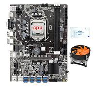 Tweovnai Carte MèRe MinièRe B75 8 GPU + CPU + Ventilateur de Refroidissement + Graisse Thermique 8 USB3.0 vers Emplacement PCIE1X LGA1155 DDR3 RAM SATA3.0 pour BTC/ETH