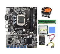 Tweovnai Carte MèRe MinièRe B75 BTC 12 PCIE vers USB LGA1155 MSATA SSD 128G + DDR3 4 Go 1600 MHz RAM + Câble 6 Broches vers Double 8 Broches B75 ETH