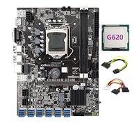 Tweovnai Carte MèRe MinièRe B75 BTC 12 PCIE vers USB MSATA DDR3 avec Processeur G620 + Câble SATA 15 Broches vers 6 Broches B75 USB ETH Mining