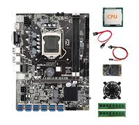 Tweovnai Carte MèRe MinièRe B75 BTC 12XUSB + CPU + 2XDDR3 4GB 1600Mhz RAM + SSD 128G + Ventilateur + Câble SATA + Câble de Commutation Carte MèRe LGA1155