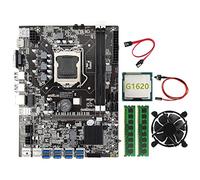 Tweovnai Carte MèRe MinièRe B75 BTC + CPU G1620 + 2XDDR3 4 GB 1333 MHz RAM + Ventilateur de Refroidissement LGA1155 8GPU PCI-E 1X16X USB3.0 Mineur de Carte VidéO