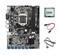 Tweovnai Carte MèRe MinièRe B75 BTC + Processeur G1630 + Câble 2XSATA 12 Adaptateur PCIE vers USB3.0 LGA1155 DDR3 B75 USB ETH Miner Carte MèRe