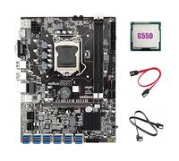 Tweovnai Carte MèRe MinièRe B75 BTC + Processeur G550 + Câble 2XSATA 12 Adaptateur PCIE vers USB3.0 LGA1155 DDR3 B75 USB ETH Miner Carte MèRe