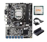 Tweovnai Carte MèRe MinièRe B75 + CPU + Cordon d'alimentation 24 Broches + Adaptateur d'alimentation 24 Broches pour Emplacement GPU BTC/ETH 12 USB3.0 LGA1155 DDR3 RAM SATA3.0