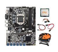 Tweovnai Carte MèRe MinièRe B75 ETH 12 Adaptateur PCIE vers USB CPU + Câble 4 Broches vers SATA + Ventilateur de Refroidissement Carte MèRe LGA1155 DDR3 B75 ETH