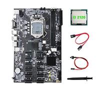 Tweovnai Carte MèRe MinièRe B75 ETH 12 PCIE + I3 2120 CPU + Câble SATA + Câble de Commutation + Graisse Thermique LGA1155 B75 BTC Mineur Carte MèRe