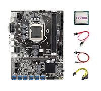 Tweovnai Carte MèRe MinièRe B75 ETH 12 PCIE vers USB + I3 2100 CPU + Câble 6Pin vers Double 8Pin + Câble de Commutation + Carte MèRe Câble SATA