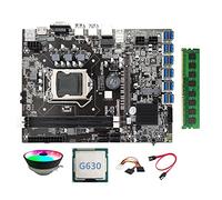 Tweovnai Carte MèRe MinièRe B75 ETH 12 PCIE vers USB LGA1155 G630 CPU + Ventilateur de Refroidissement + DDR3 8 Go 1600 MHz RAM B75 BTC Miner Carte MèRe