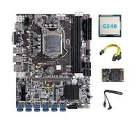 Tweovnai Carte MèRe MinièRe B75 ETH 12 PCIE vers USB LGA1155 Prend en Charge DDR3 avec Processeur G540 + Câble 6 Broches vers Double 8 Broches + SSD MSATA 128G