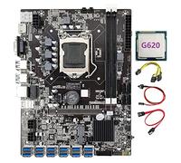 Tweovnai Carte MèRe MinièRe B75 ETH 12 PCIE vers USB MSATA DDR3 avec Processeur G620 + Câble 6 Broches vers Double 8 Broches Carte MèRe B75 USB BTC Miner