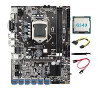 Tweovnai Carte MèRe MinièRe B75 ETH 12PCIE vers USB avec Processeur G540 + Câble SATA 15 Broches vers 6 Broches LGA1155 Prend en Charge L'Exploitation MinièRe DDR3 B75 USB BTC