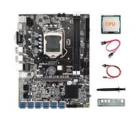 Tweovnai Carte MèRe MinièRe B75 ETH 12USB3.0 + CPU + DéFlecteur + Câble SATA + Câble de Commutation + Graisse Thermique Carte MèRe B75 BTC Miner