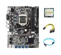 Tweovnai Carte MèRe MinièRe B75 ETH 8XPCIE vers USB + Processeur G1620 + Câble de Port SéRie SATA3.0 + Câble 6Pin vers Double 8Pin Carte MèRe LGA1155
