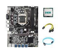 Tweovnai Carte MèRe MinièRe B75 ETH 8XPCIE vers USB + Processeur G1630 + Câble de Port SéRie SATA3.0 + Câble 6Pin vers Double 8Pin Carte MèRe LGA1155
