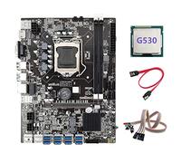 Tweovnai Carte MèRe MinièRe B75 ETH 8XPCIE vers USB + Processeur G530 + Câble de Commutation Double avec LumièRe + Câble SATA LGA1155 Carte MèRe Mineure