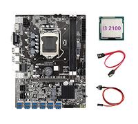 Tweovnai Carte MèRe MinièRe B75 ETH + Processeur I3 2100 + Câble de Commutation + Câble SATA LGA1155 12 PCIE vers USB MSATA DDR3 B75 Carte MèRe USB BTC