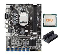 Tweovnai Carte MèRe MinièRe B75 + Processeur AléAtoire + Adaptateur d'alimentation 24 Broches pour BTC/ETH 12 USB3.0 vers Emplacement GPU PCIE LGA1155 DDR3 RAM SATA3.0