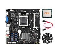 Tweovnai Carte MèRe MinièRe B75E 8 Cartes BTC + CPU + Ventilateur de Refroidissement + Câble SATA Puce B75 LGA1155 DDR3 RAM MSATA Prend en Charge 8 Ports USB3.0