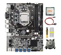 Tweovnai Carte MèRe MinièRe GPU B75 8 Cartes + CPU + Ventilateur de Refroidissement + Tournevis + Câble de Commutation 8X USB3.0 (PCIE) LGA1155 DDR3 MSATA BTC Mineur