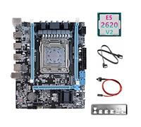 Tweovnai Carte MèRe X79 V389 + E5 2620 V2 CPU + Câble SATA + Câble de Commutation + DéFlecteur NVME LGA2011 Carte RéSeau Gigabit pour PUBG
