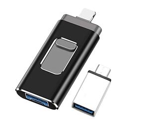 Tweovnai Clé USB 3.0, Fonction 4 en 1, Clé Photo MéMoire 64G, MéMoire D'Extension pour -USB/Android/iOS/Type C/OTG