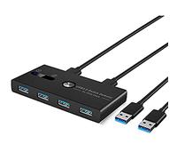 Tweovnai Commutateur USB3.0 100M/S SéLecteur de Commutateur USB 4 Ports pour Souris, Clavier, Partage D'Imprimante 2 en 4 Sorties avec Câble de DonnéEs