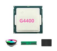 Tweovnai G4400 CPU + DDR4 4GB 2666MHZ RAM + 128G SATA SSD + Kit de Ventilateur de Refroidissement RGB pour Accessoires de Carte MèRe MinièRe B250 B250C