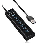 Tweovnai Hub USB, 7 Ports USB 3.0 Hub LED Portable Haute Compatible pour, Mini/Pro, Surface Pro, PC et Ordinateur Portable