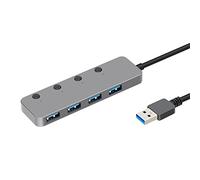 Tweovnai HUB USB Adaptateur USB3.0 1 Glisser 4 Commutateur IndéPendant Station D' 5 Gbps RéPartiteur de Transmission Haute Gris