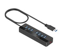 Tweovnai Hub USB Un pour Multi-Interfaces USB3.0 5 Gbps + Extension de RéPartiteur de Concentrateur de Port de Charge USB avec 2 Commutateurs IndéPendants
