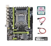 Tweovnai Mise à Niveau de la Carte MèRe X79 X79 Pro + E5 2620 V2 CPU + Câble SATA + Câble de Commutation + DéFlecteur M.2 NVME LGA2011 pour PUBG