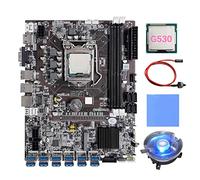 Tweovnai Nouvelle Carte MèRe B75 12 Cartes GPU BTC MinièRe + CPU G530 + Ventilateur + Tampon Thermique + Câble de Commutation 12XUSB3.0 Slot LGA1155 DDR3 RAM MSATA