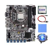 Tweovnai Nouvelle Carte MèRe B75 12 Cartes GPU BTC Mining + G1620 CPU + Ventilateur + Coussin Thermique + Câble de Commutation 12XUSB3.0 Slot LGA1155 DDR3 RAM MSATA