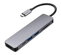 Tweovnai Station d'accueil USB C Hub 6-en-1 de Type C, 2 Ports USB 3.0, Lecteur de Carte SD/-SD/TF, Adaptateur USB C pour, Ordinateur Portable