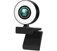 Tweovnai Webcam HD 4K Rotative à 360 ° avec Microphone, éClairage Annulaire D'Embellissement LED de Contact, CaméRa Web Autofocus pour Ordinateur Portable PC