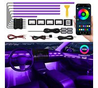 TWETIZ Bande LED acrylique voiture application sans fil RVB 10 en 1 kit éclairage d'ambiance 175 pouces 593 LED fibre optique 16M couleurs