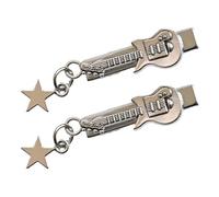 TWEW Lot de 2 épingles à cheveux brillantes en forme de guitare pour femme avec pendentif cœur/étoile